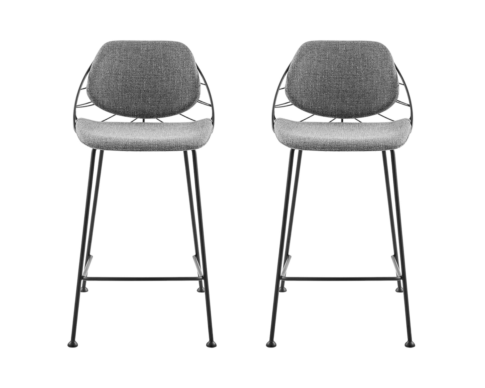 Steel Low Back Counter Height Bar Chairs (Set of 2) - Light Gray / Black