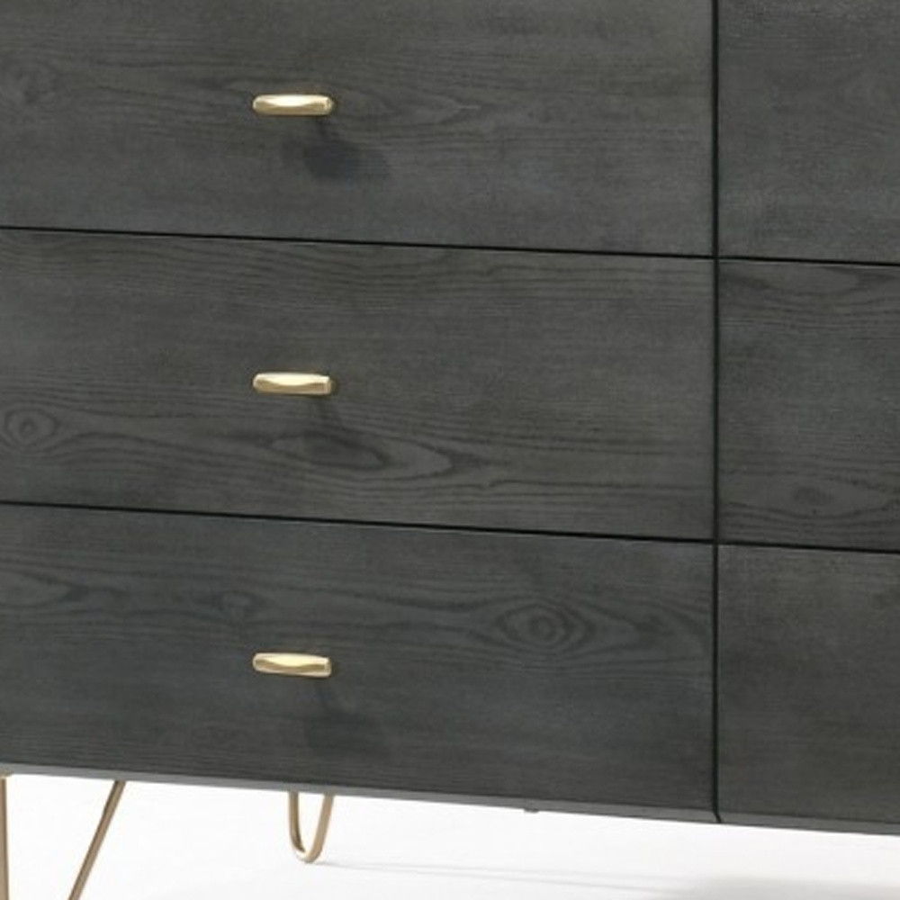 Six Drawer Double Dresser - Dark Gray