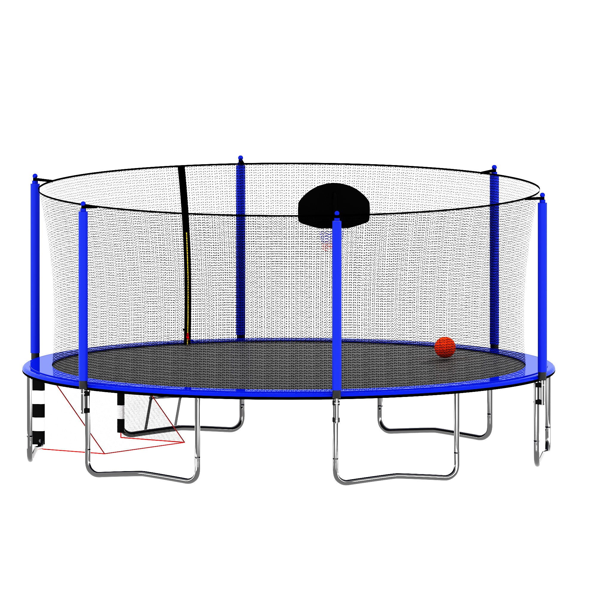 16Ft Trampoline With Basketball Hoop Pump And Ladder (Inner Safety Enclosure) With Soccer Goal