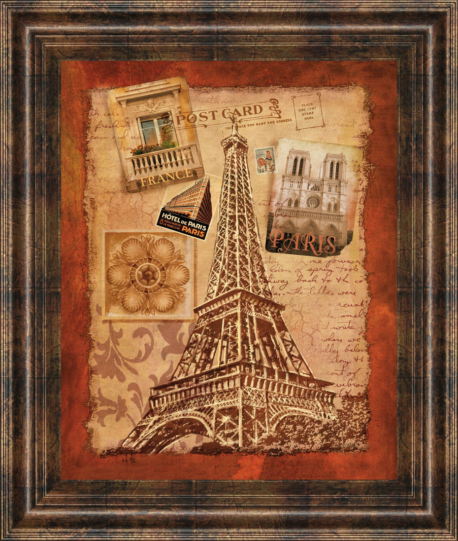 Memories Of Paris By Conrad Knutsen - Framed Print Wall Art - Red