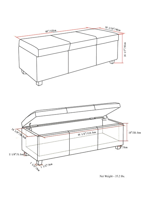 Avalon - Multifunctional Storage Ottoman Bench by Simpli-Home | Bel Furniture