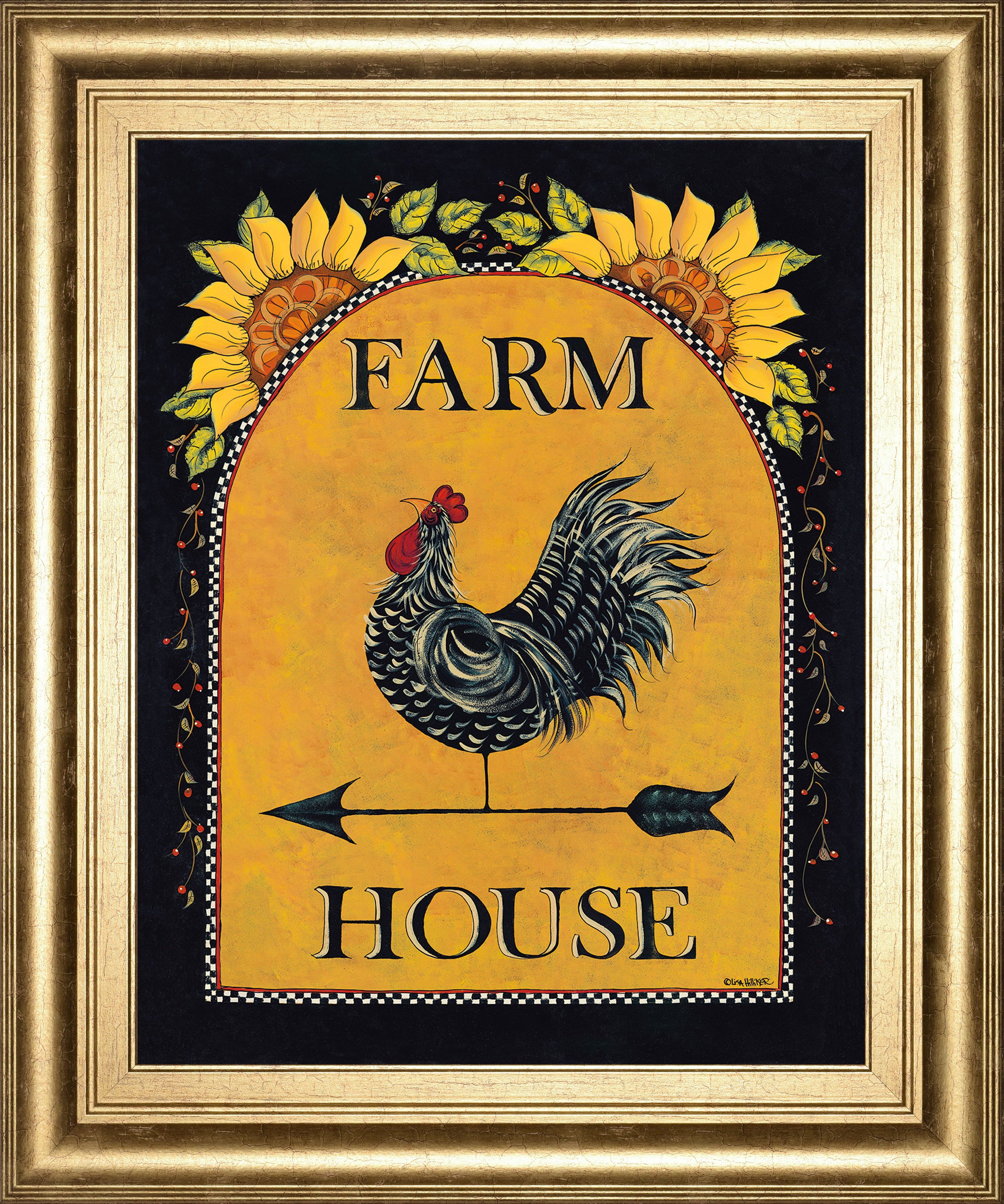 Sunny Farmhouse By Lisa Hillker - Framed Print Wall Art - Orange