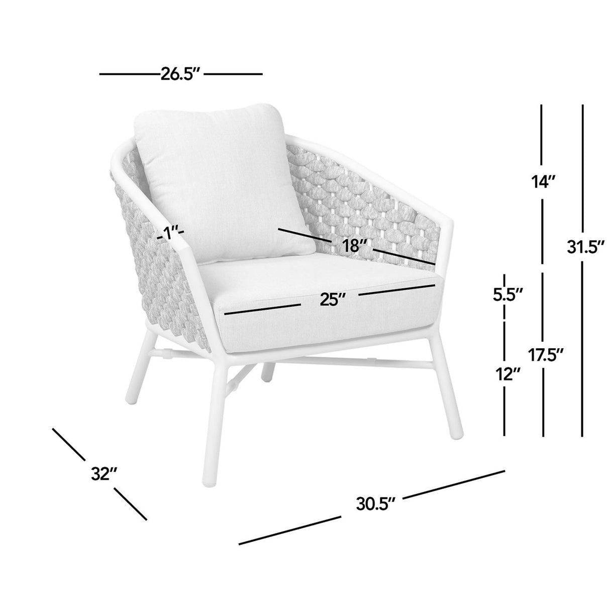 Rowan - Rope Barrel Back Patio Accent Arm Chair (Set of 2) - Optic White by Jennifer Taylor Home | Bel Furniture