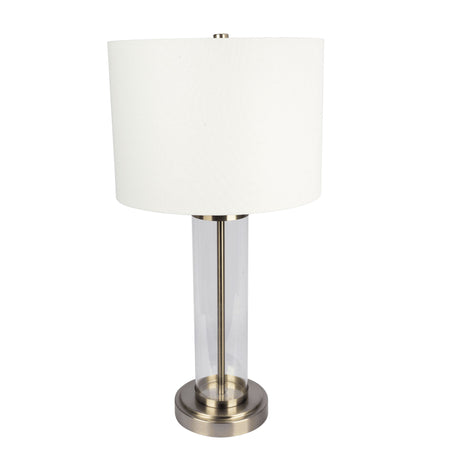 Luna - Table Lamp With On / Off Switch Clear Body Base - Clear / Silver / White by Ashcroft Furniture | Bel Furniture