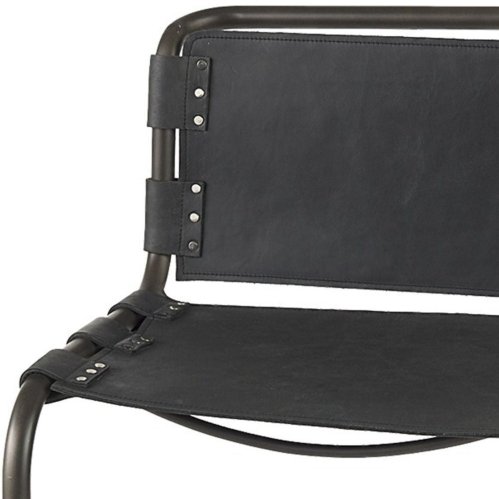 Leather And Iron Bar Chair - Black