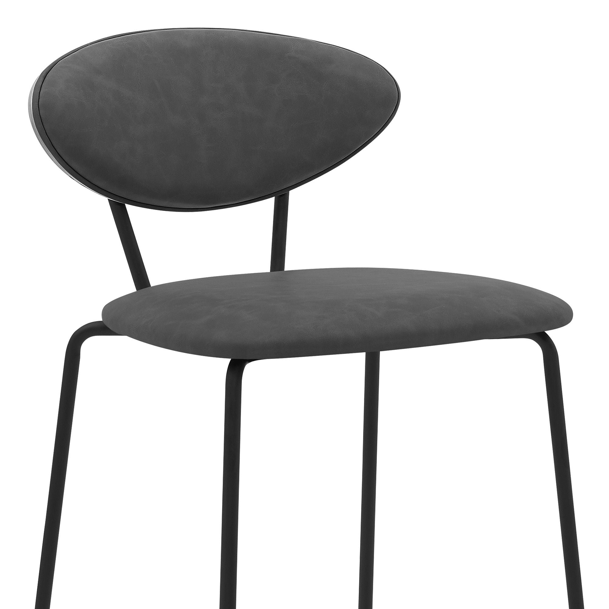 Faux Leather Low Back Counter Height Bar Chair - Gray / Black