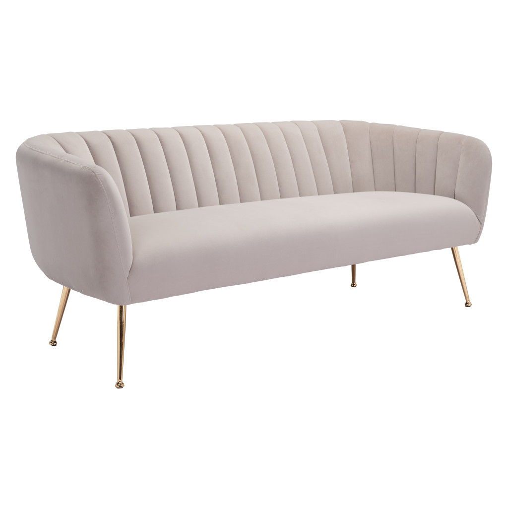 Polyester Sofa With Gold Legs - Beige