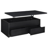 Knapp - Lift Top Cocktail Coffee Table With Dual Drawers - Black by Coaster Fine Furniture | Bel Furniture