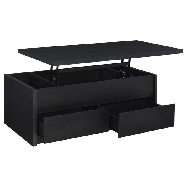 Knapp - Lift Top Cocktail Coffee Table With Dual Drawers - Black by Coaster Fine Furniture | Bel Furniture