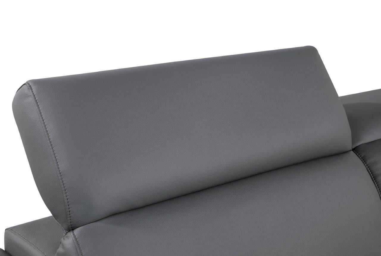 Leather Sofa With Silver Legs - Gray