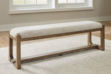 Cabalynn - Oatmeal / Light Brown - Large Uph Dining Room Bench by Signature Design by Ashley® | Bel Furniture
