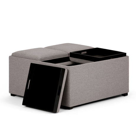 Avalon - Square Coffee Table, Storage Ottoman by Simpli-Home | Bel Furniture