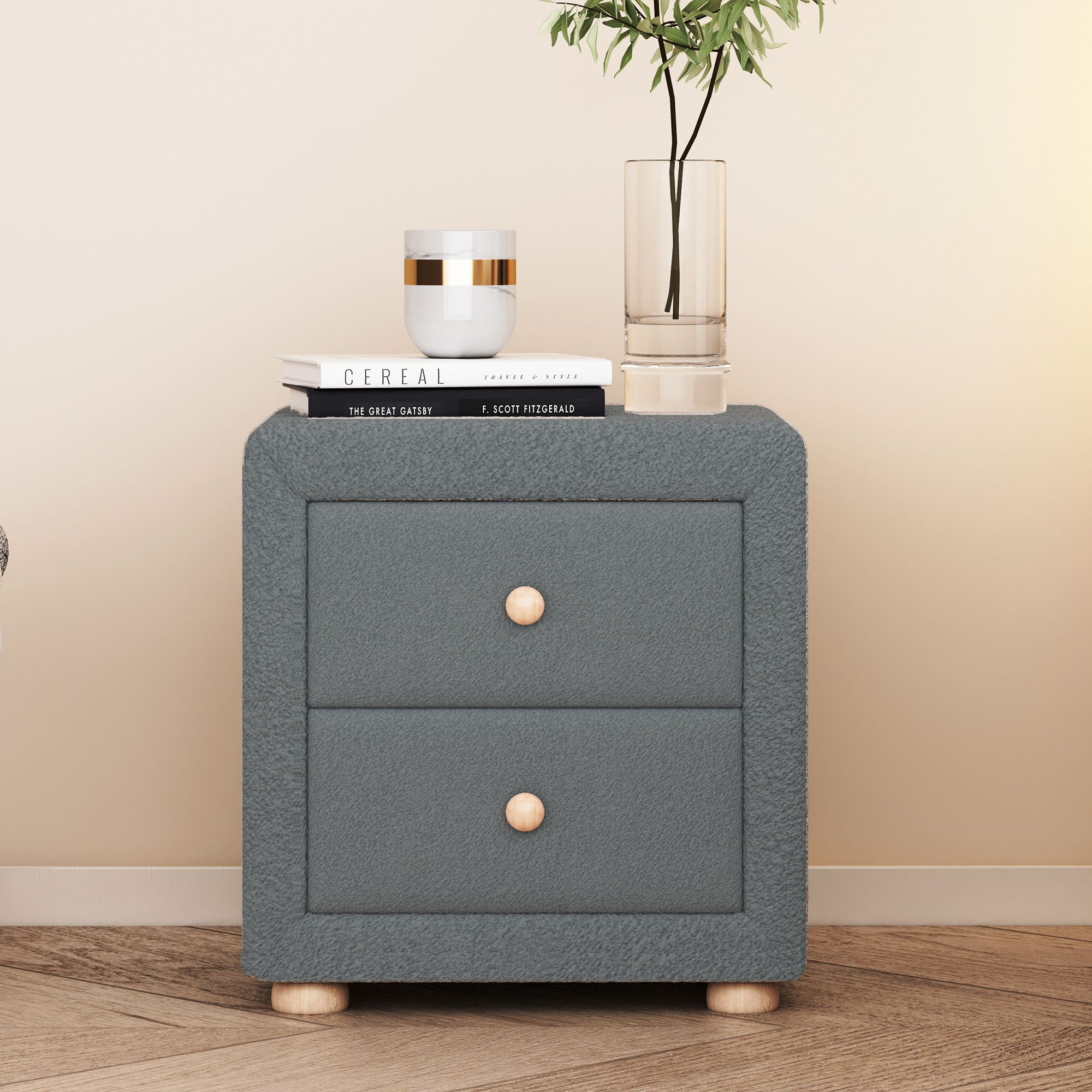 Teddy Fleece Nightstand With 2 Drawers