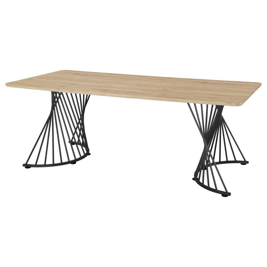 Altus - Swirl Base Dining Table - Natural Oak And Gunmetal