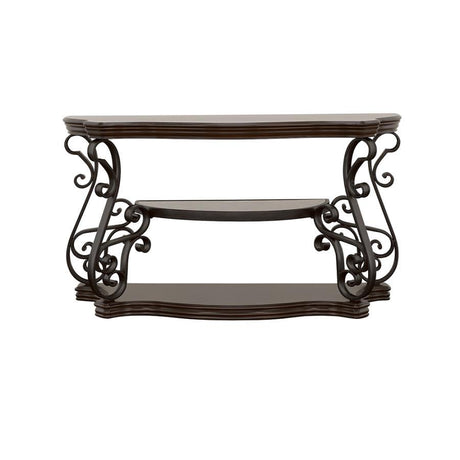 Laney - Scrollwork Entryway Sofa Console Table - Deep Merlot by CoasterEssence | Bel Furniture