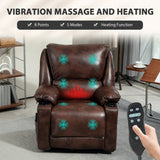 Dark Brown Swivel Rocker Massage Recliner Chair with Cup Holders