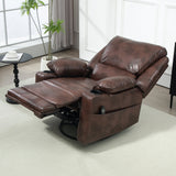 Dark Brown Swivel Rocker Massage Recliner Chair with Cup Holders