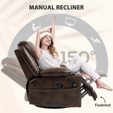 Dark Brown Swivel Rocker Massage Recliner Chair with Cup Holders