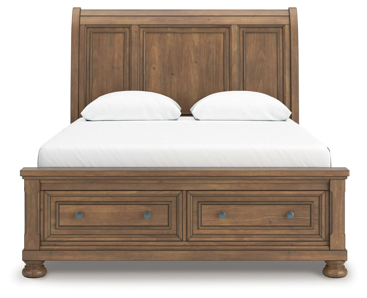 Feddinger - Queen Storage Sleigh Bed - Medium Brown