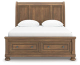 Feddinger - Queen Storage Sleigh Bed - Medium Brown