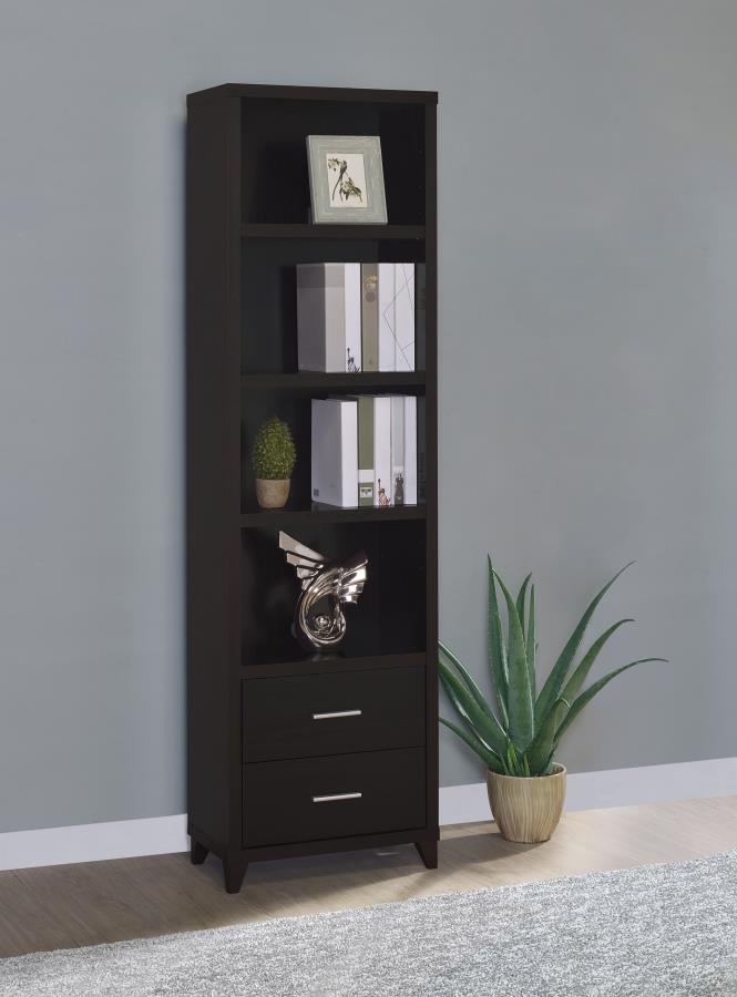 Lewes - 4-Shelf Engineered Wood Media Tower - Cappuccino
