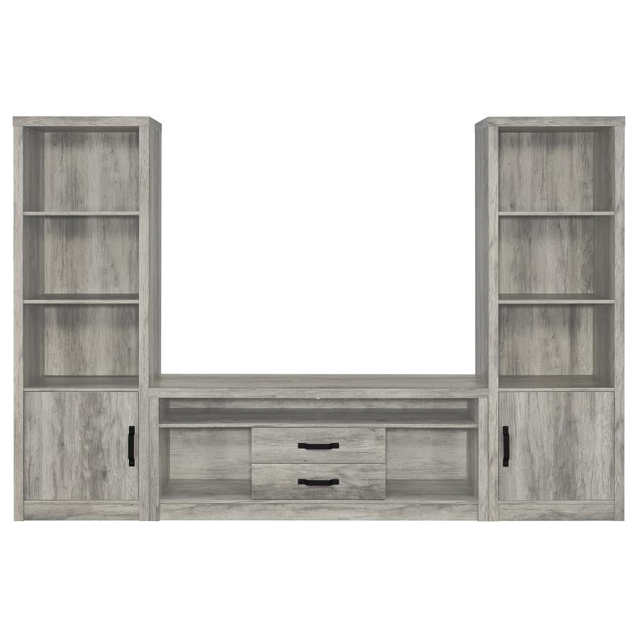 Burke - 3 Piece TV Entertainment Center - Gray Driftwood