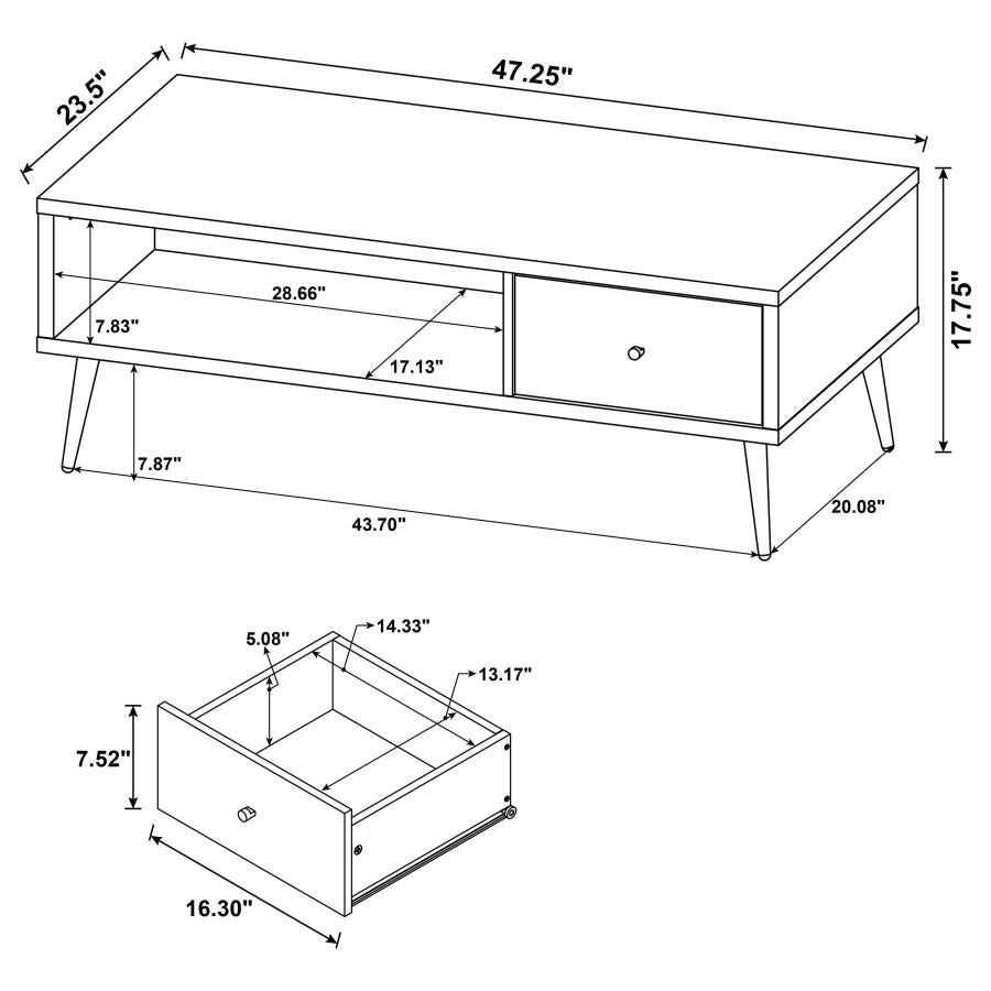 Welsh - 1-Drawer Engineered Wood Coffee Table Antique Pine - Distressed Pine