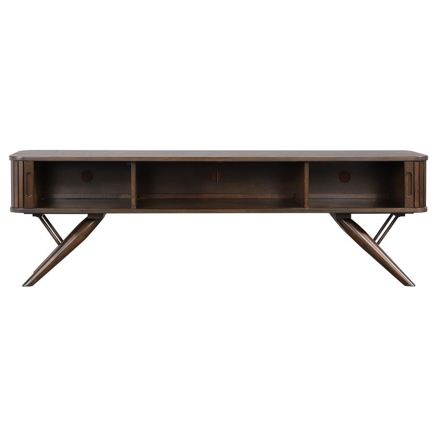 Valna - Wood TV Stand With Sliding Doors - Walnut