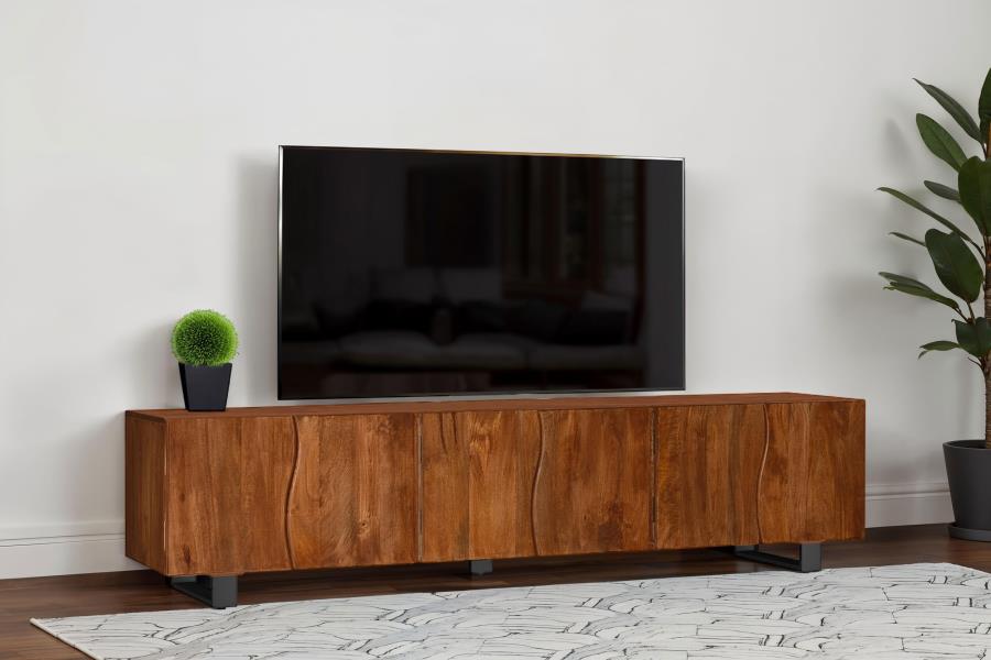 Trask - Wood TV Stand Media Console - Mango Brown