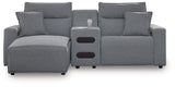 Modmax - Salt And Pepper - Reclining Sectional Gray 3 Pc. Left Arm Facing Chaise Power Reclining Sectional With Audio Console by Signature Design by Ashley® | Bel Furniture