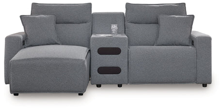 Modmax - Salt And Pepper - Reclining Sectional Gray 3 Pc. Left Arm Facing Chaise Power Reclining Sectional With Audio Console by Signature Design by Ashley® | Bel Furniture