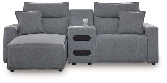 Modmax - Salt And Pepper - Reclining Sectional Gray 3 Pc. Left Arm Facing Chaise Power Reclining Sectional With Audio Console by Signature Design by Ashley® | Bel Furniture