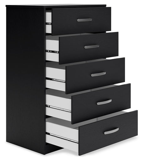 Finch - Five Drawer Chest - 46" Height - Black - view 4