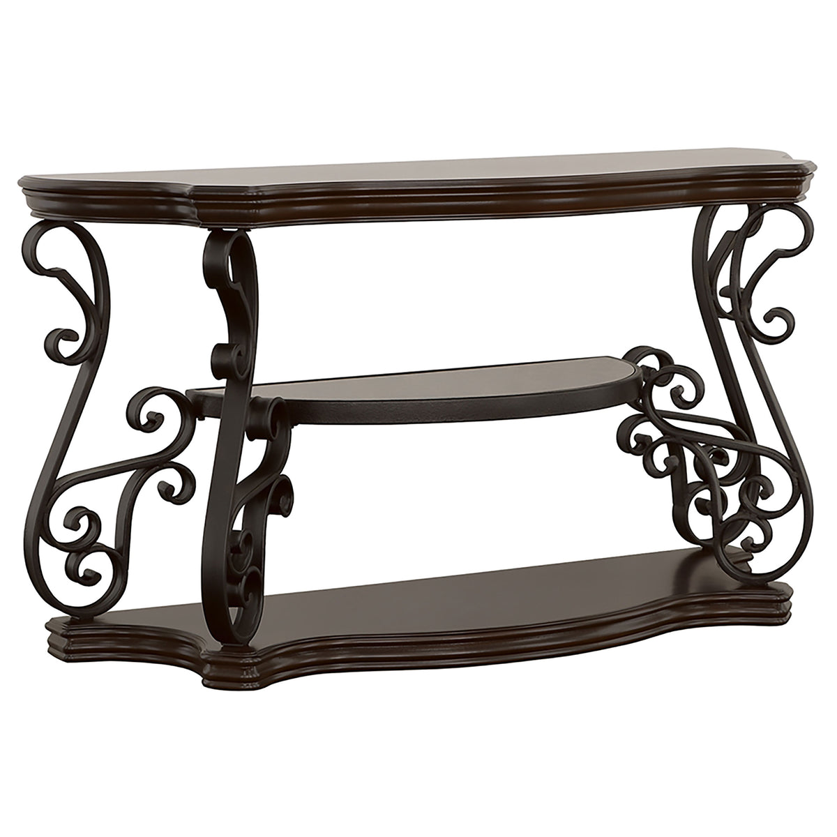 Laney - Scrollwork Entryway Sofa Console Table - Deep Merlot