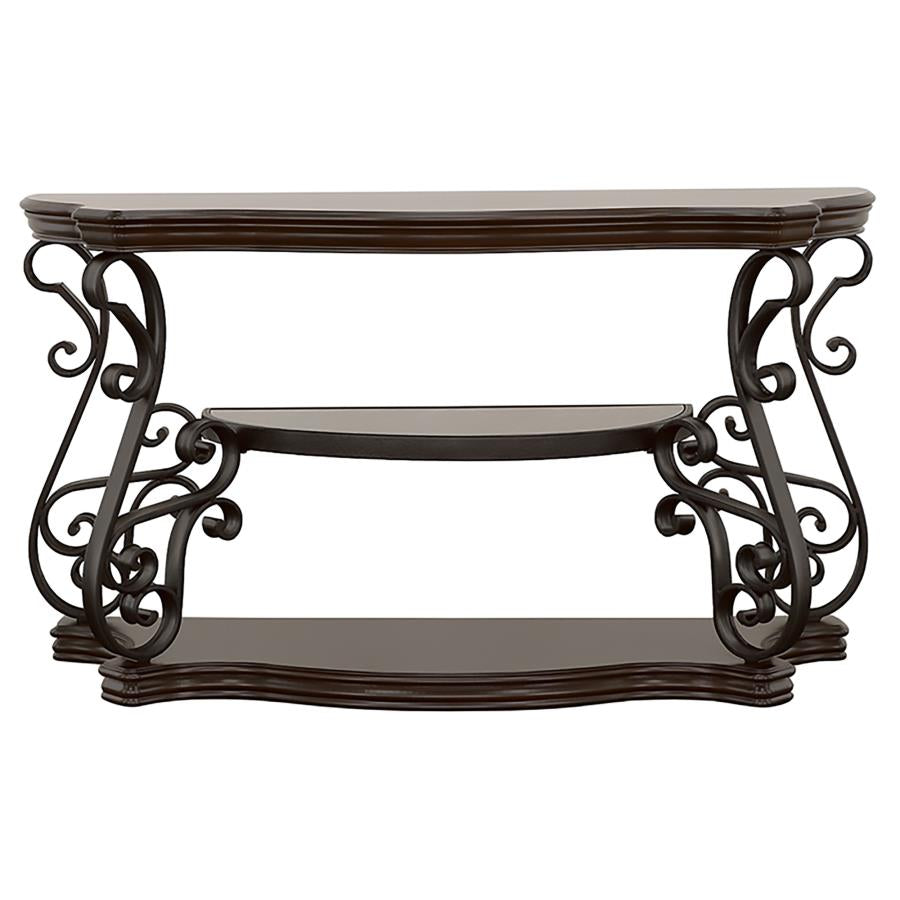 Laney - Scrollwork Entryway Sofa Console Table - Deep Merlot