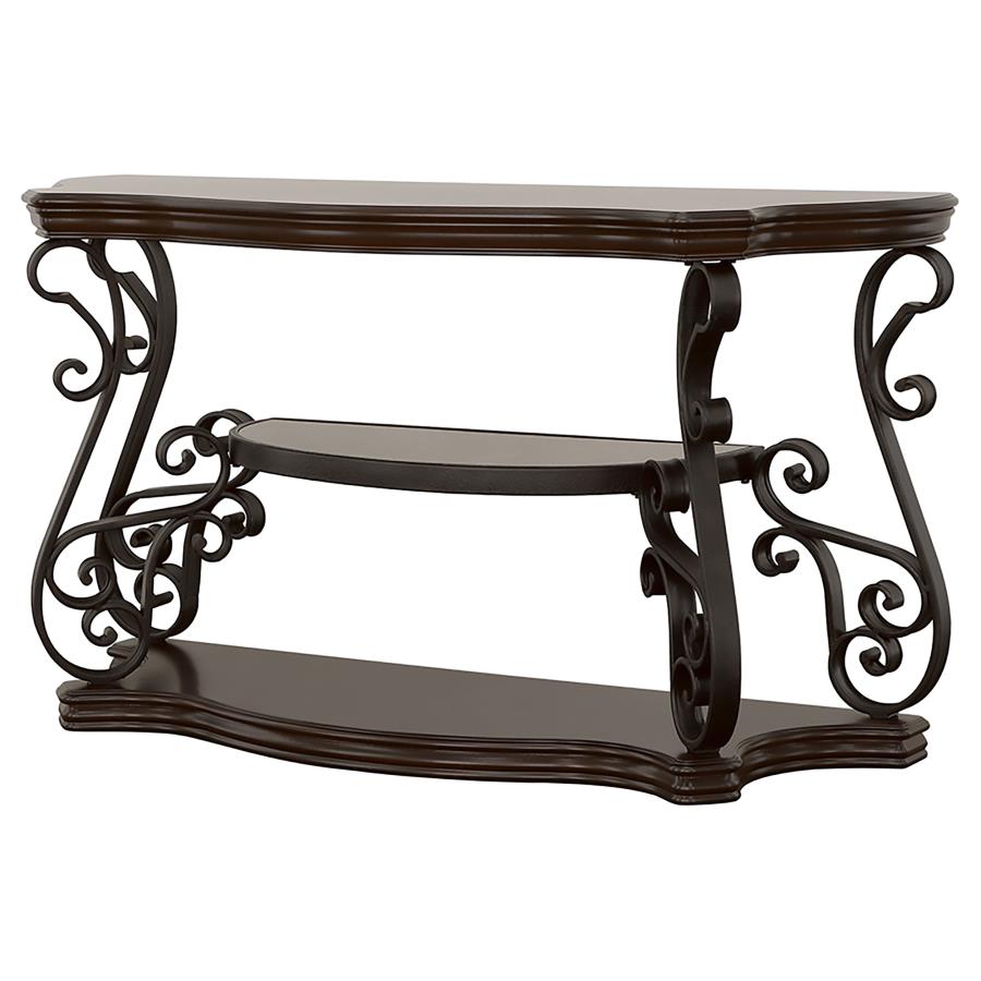 Laney - Scrollwork Entryway Sofa Console Table - Deep Merlot