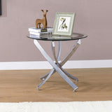 Brooke - Round Glass Top Side End Table Metal Base