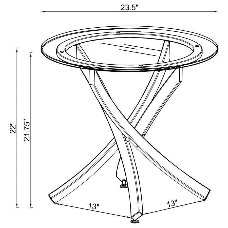 Brooke - Round Glass Top Side End Table Metal Base