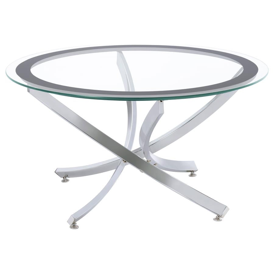 Brooke Round Glass Top Coffee Table Metal Base