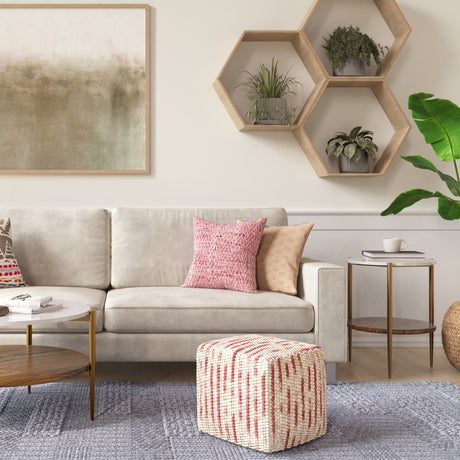 Zoey - Handcrafted Woven Cube Pouf - view 5