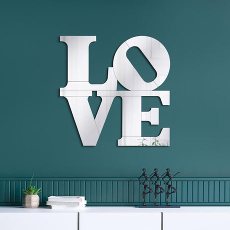 Keiran - Love Lettered Wall Mirror - Silver by CoasterEveryday | Bel Furniture