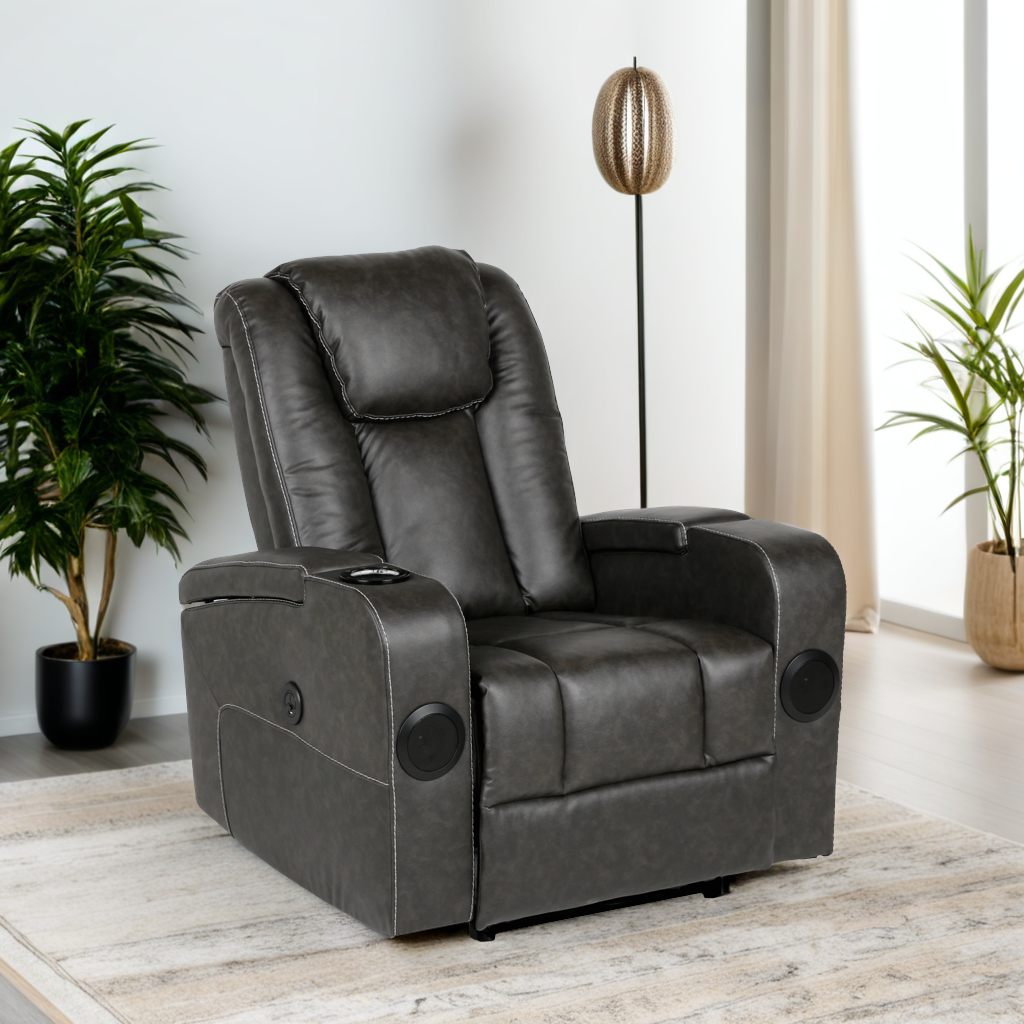 Power Recliner with Bluetooth Speakers, Storage, and Cup Holders by Sara Collections | Bel Furniture