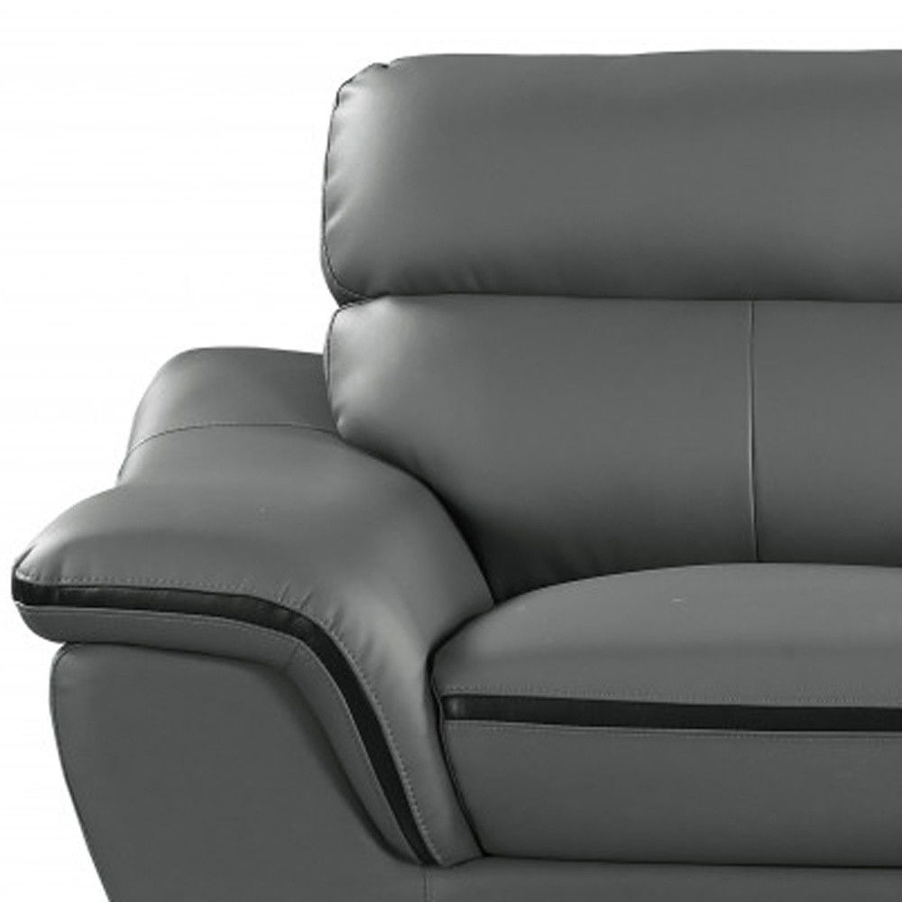 Silver Legs Leather Sofa - Gray