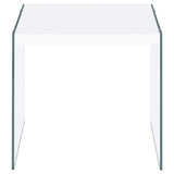 Opal Square Glass Frame Side End Table White High Gloss