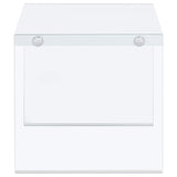 Opal Square Glass Frame Side End Table White High Gloss