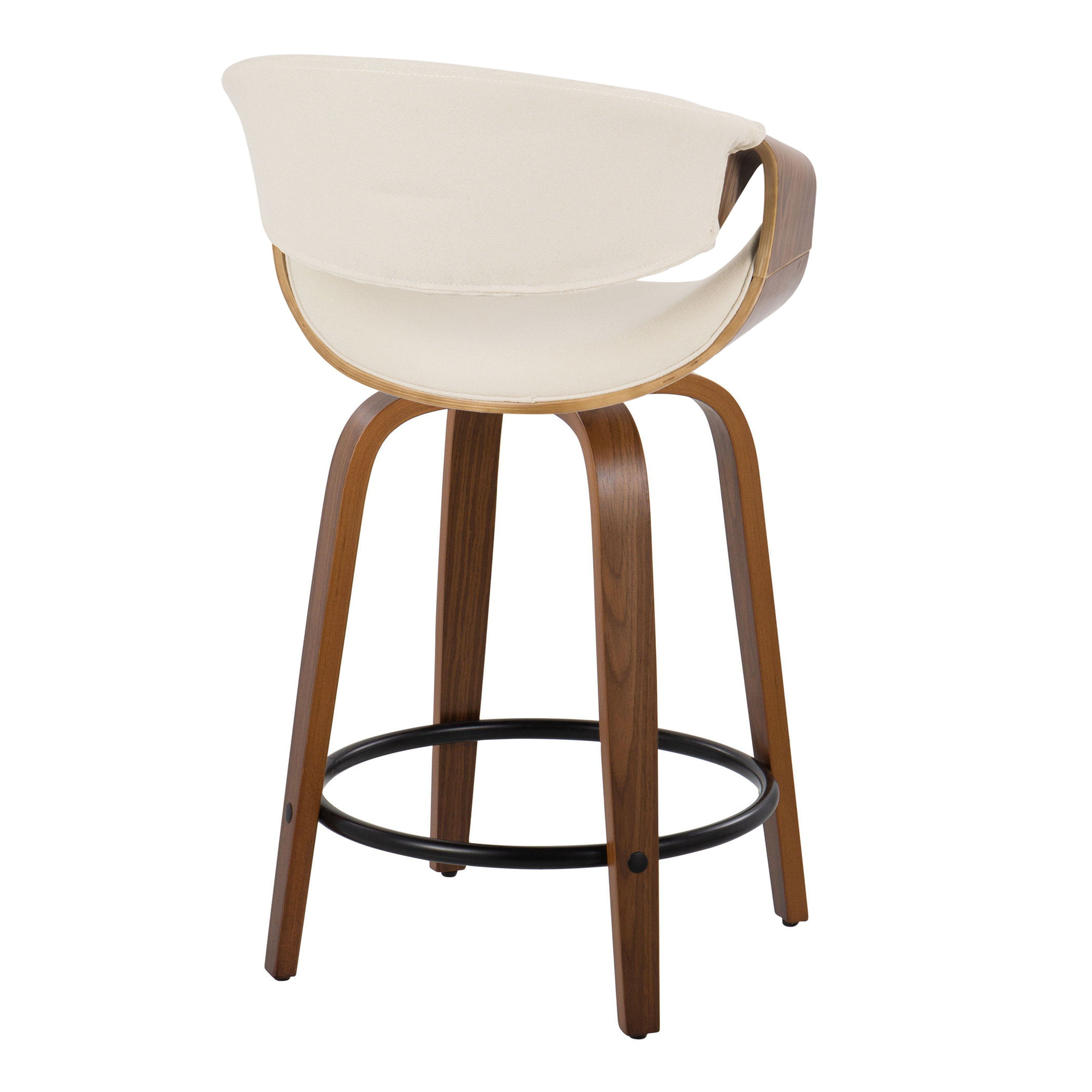 Curvini Mid - Century Modern Fixed Height Counter Stool With Swivel (Set of 2)