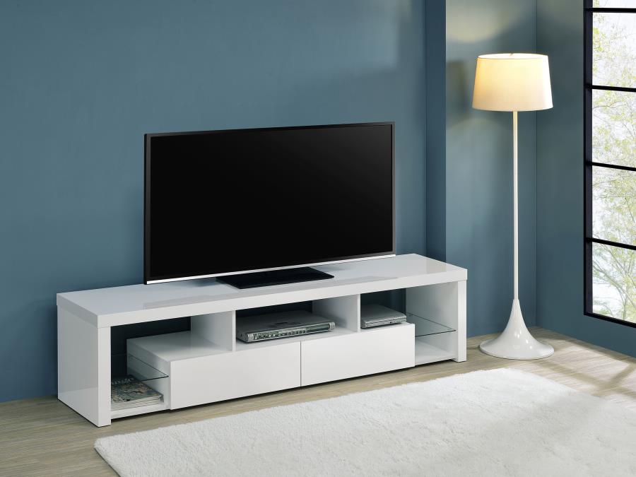 Jude - 2-Drawer Engineered Wood TV Stand - High Gloss White