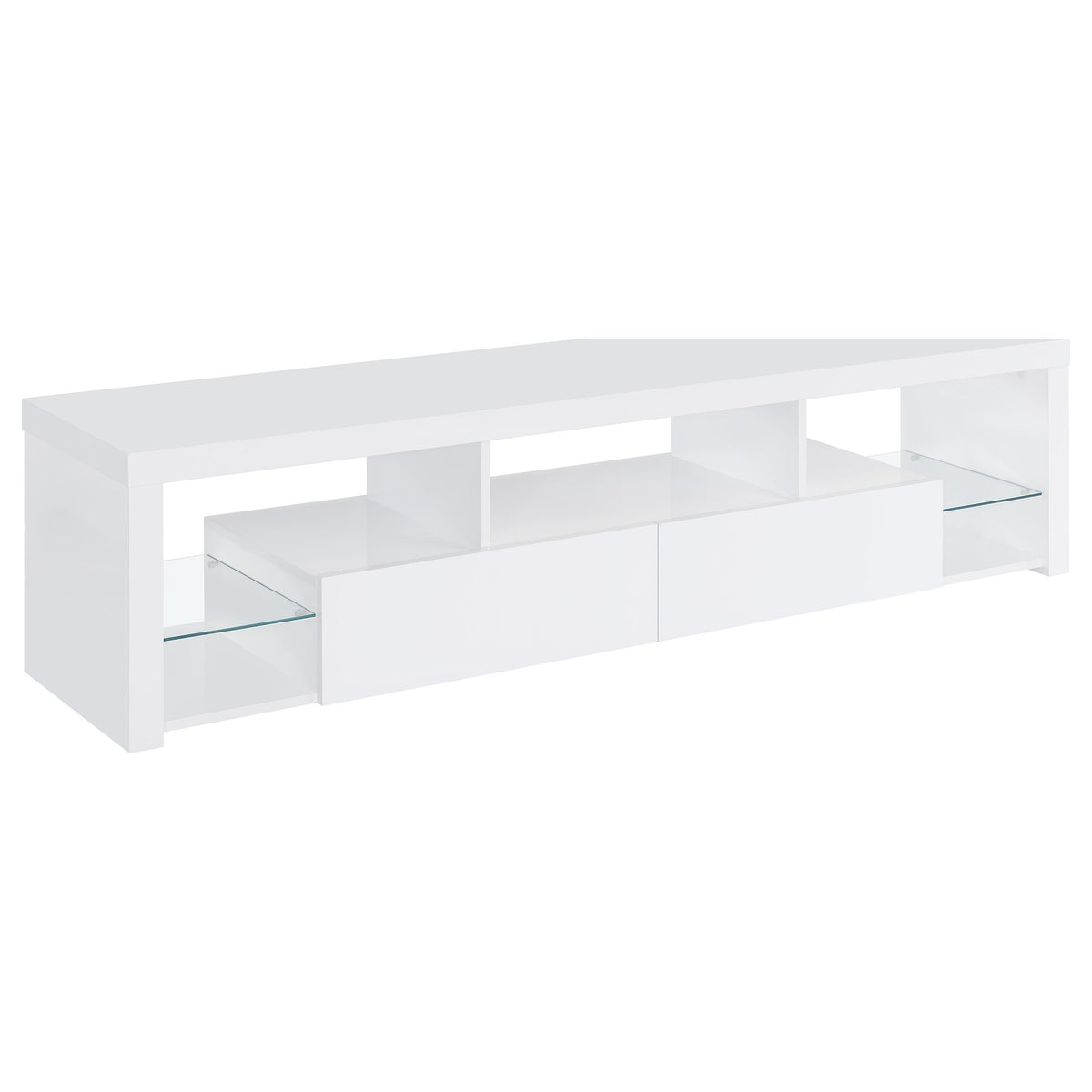 Jude - 2-Drawer Engineered Wood TV Stand - High Gloss White