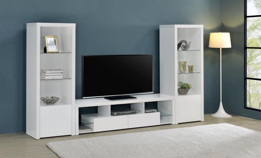Jude - 2-Drawer Engineered Wood TV Stand - High Gloss White