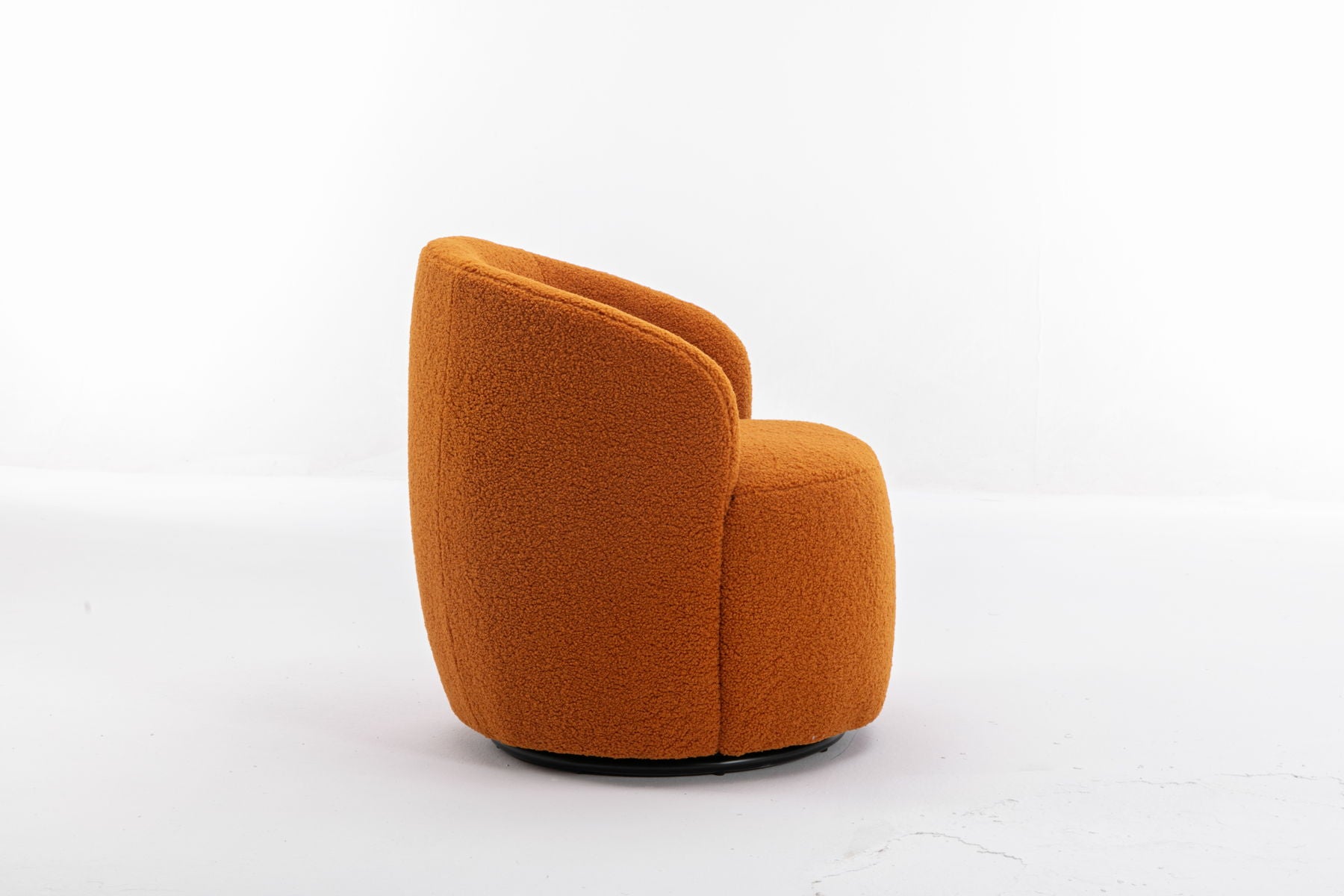 Teddy Fabric Swivel Accent Armchair Barrel Chair With Powder Coating Metal Ring